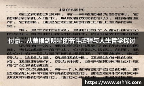 付豪：从草根到明星的奋斗历程与人生哲学探讨